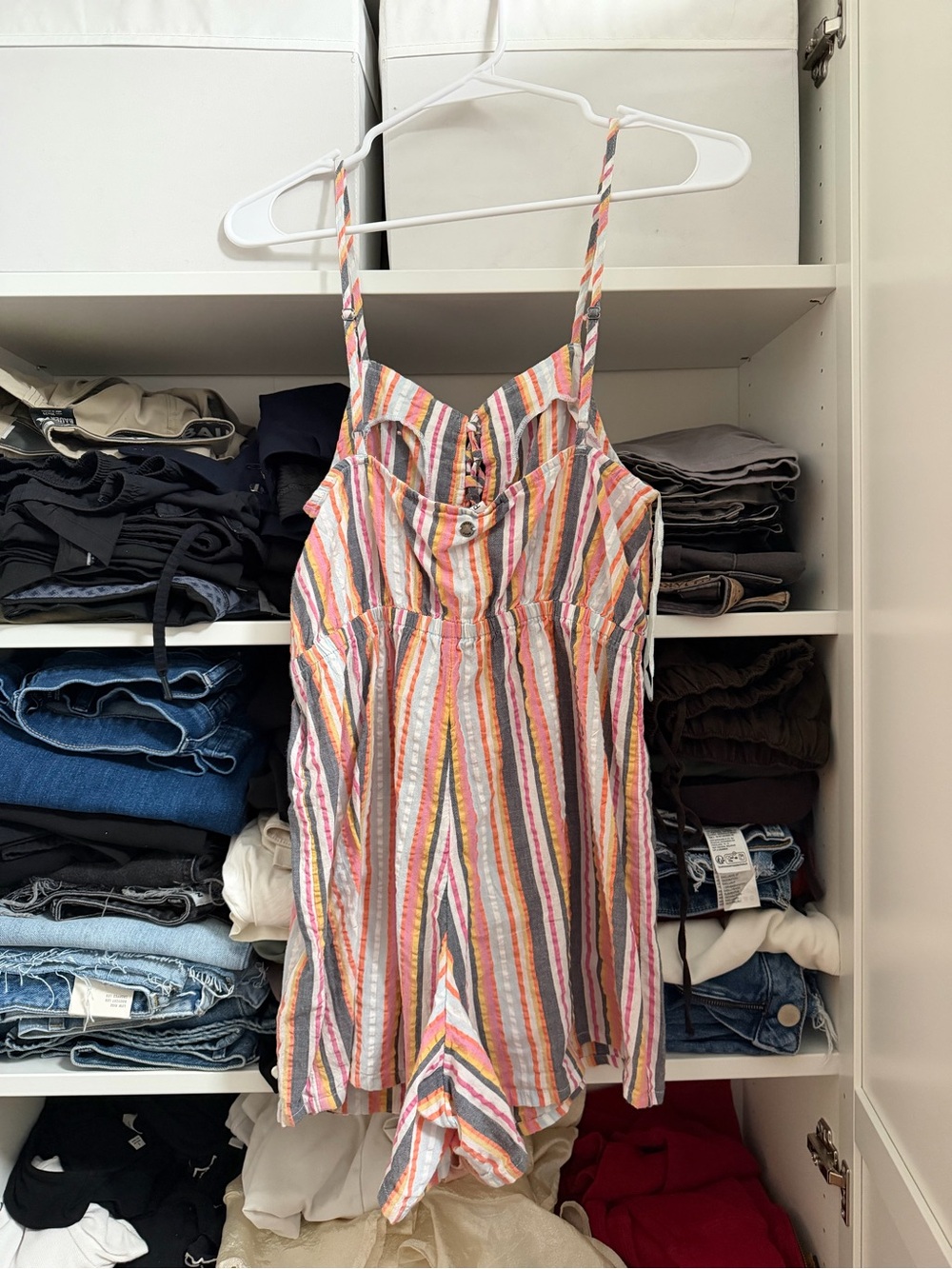 Roxy Multicolor Striped Spaghetti-Strap Romper - Picture 2 of 3